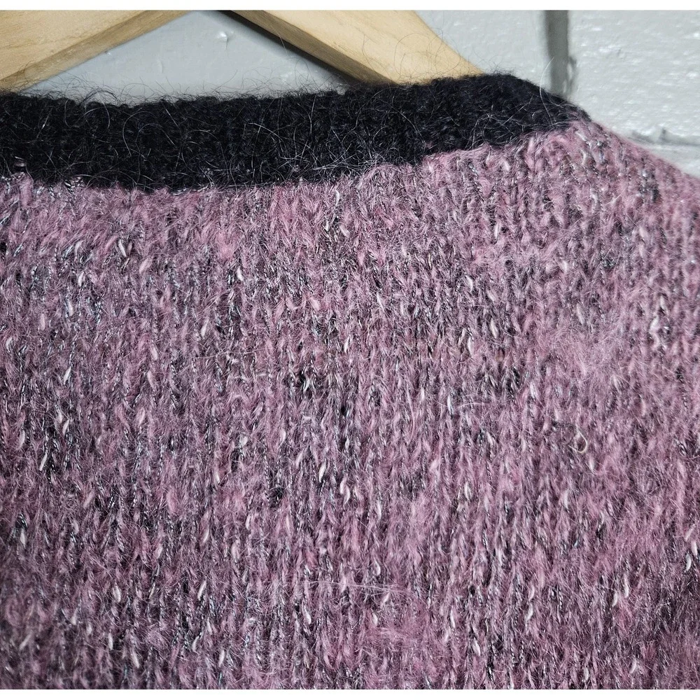 Magia Maglia Women's Sweater Kid Mohair Wool Made In Italy Size S Pink Sequin‎